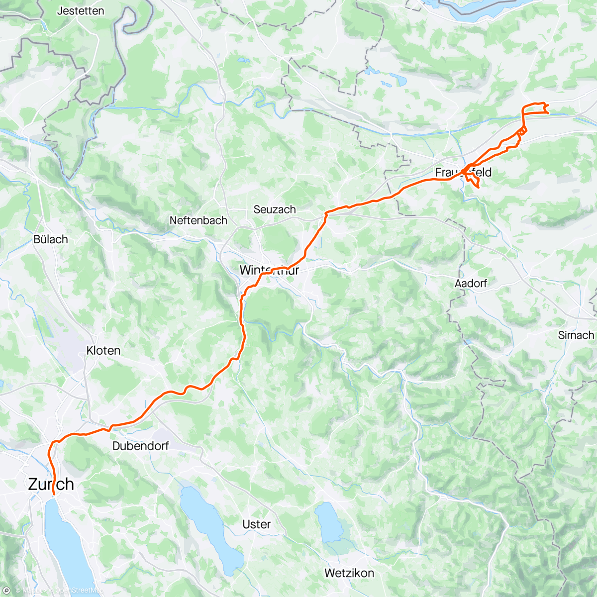 Map of the activity, THURGAU ! — ZH-Winterthur-Frauenfeld-Pfyn-Frauenfeld — Warm SPRING Day