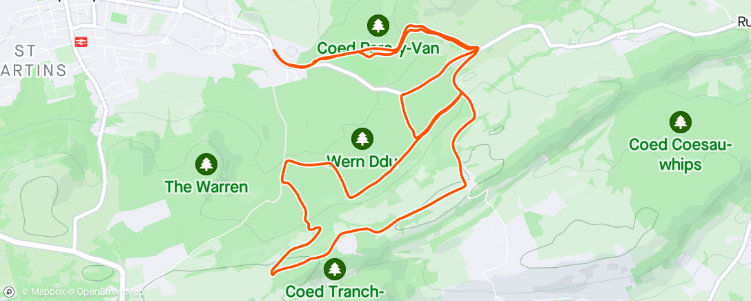 Map of the activity, Club run recce with added distance