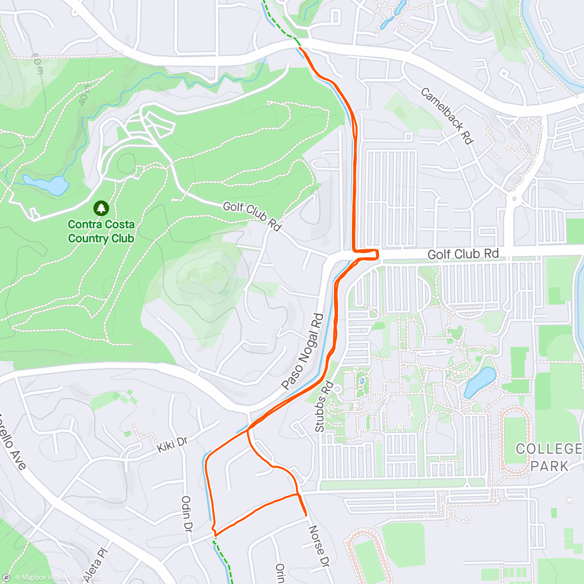 Map of the activity, Contra Costa Canal Trail North - Runmeter