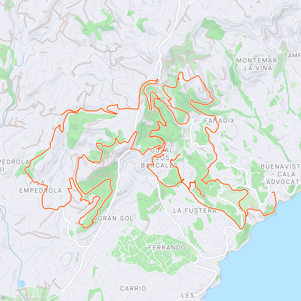 Map of the activity, Mtb: local tourke