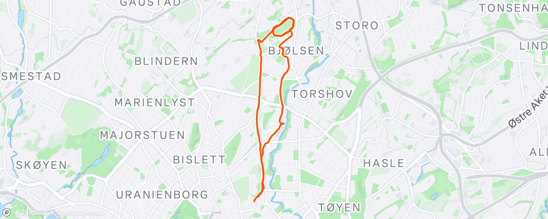 Map of the activity, Evening Run