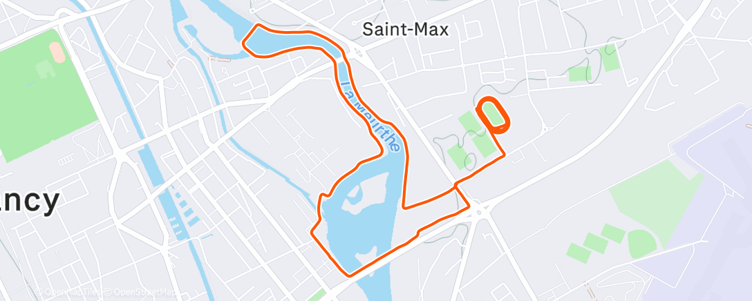 Map of the activity, piste 5x (500m/400m/300m)