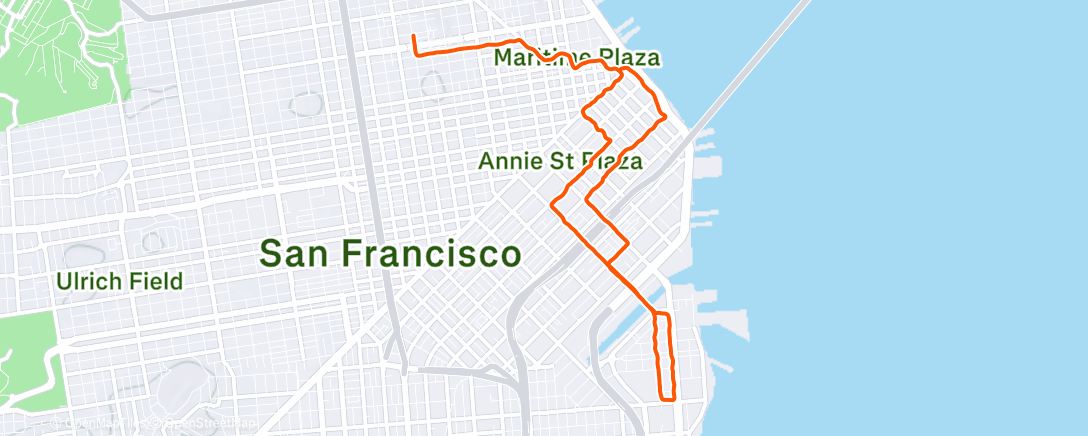 Map of the activity, Afternoon Run: to WeRunSF - Visiting the Segment again 🌯