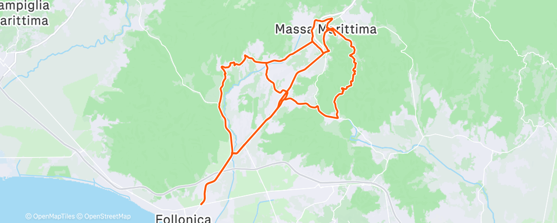 Map of the activity, Pedalata mattutina