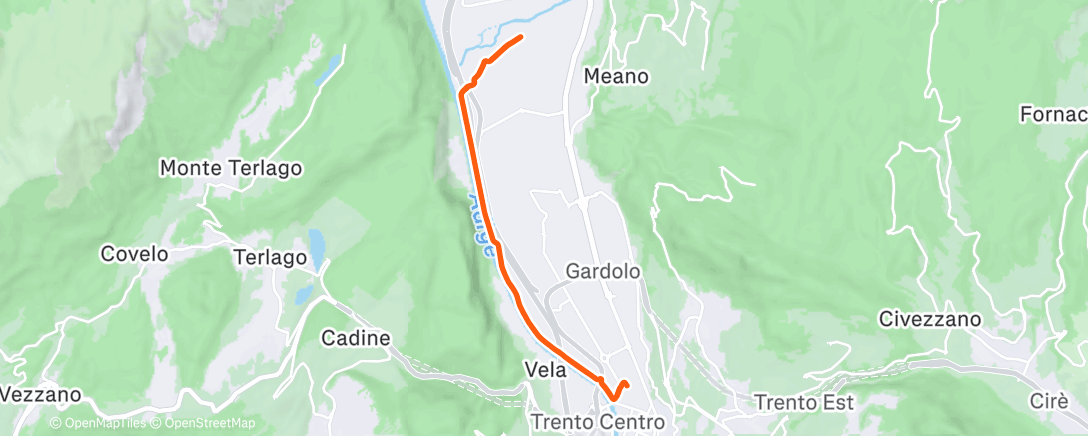 Map of the activity, Ultima corsa a Trento 🥳🏃🏾‍♂️✌️