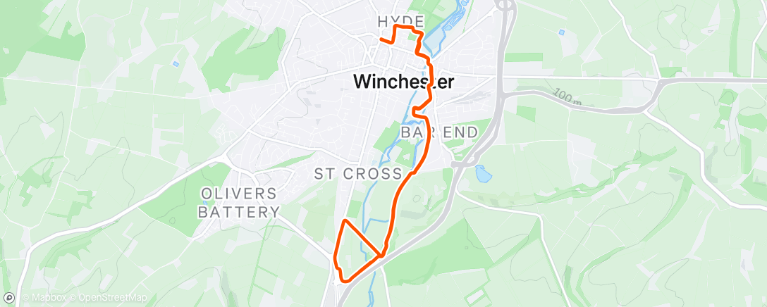 Map of the activity, Went from a long run, to medium, to a shorty