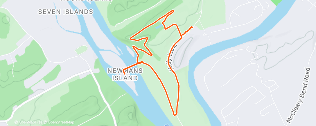 Map of the activity, 30 lb pack / 100 pushups