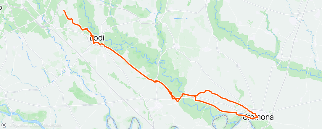 Mapa de la actividad (Giro mattutino Mulazzano-Cremona con la Colnago C64)