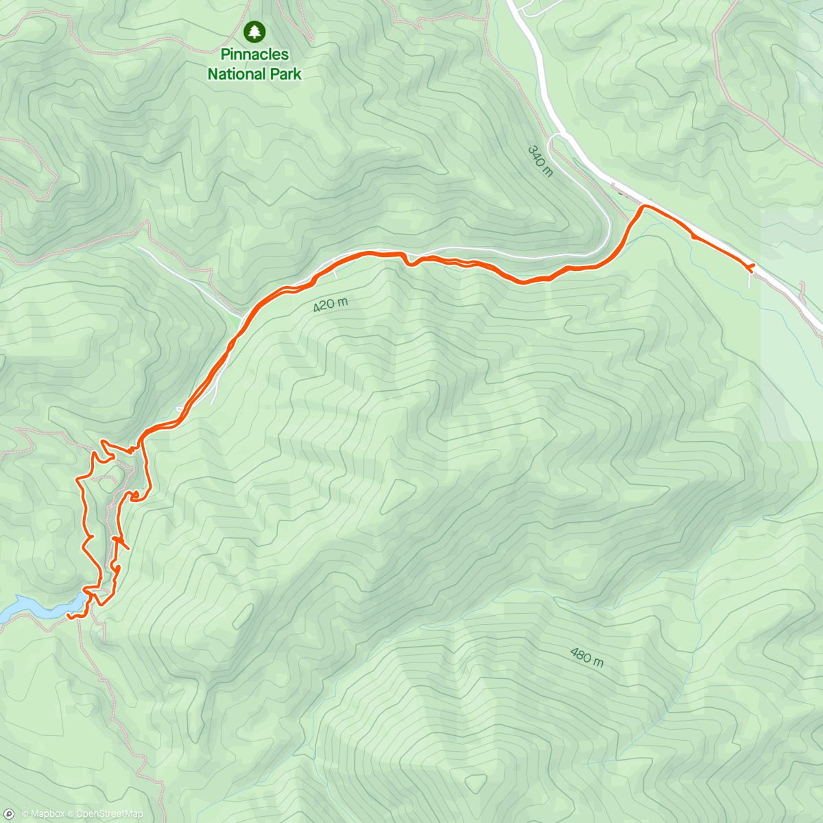 Map of the activity, Pinnacles-Sycamore Cyn/Bear Gulch/Rim Trl