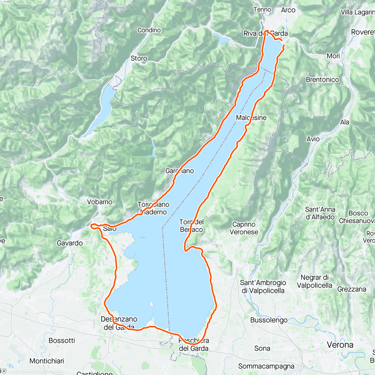 Mapa de la actividad, Fahrt am Morgen um den Lago