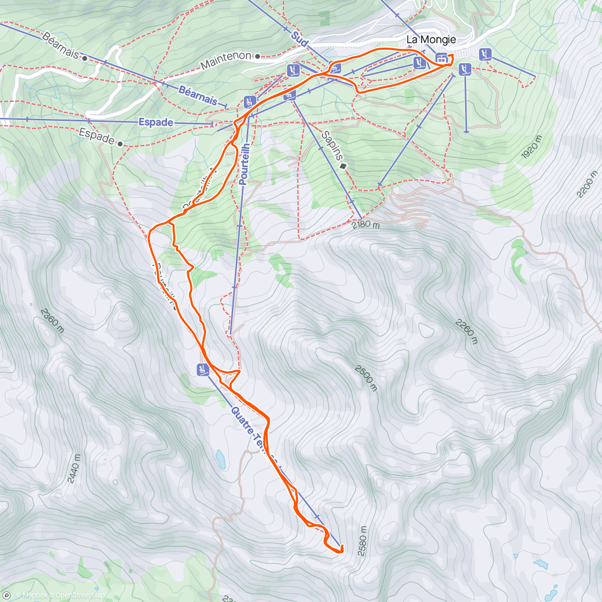 Mapa da atividade, Ski rando Les 4 thermes par les cailloux