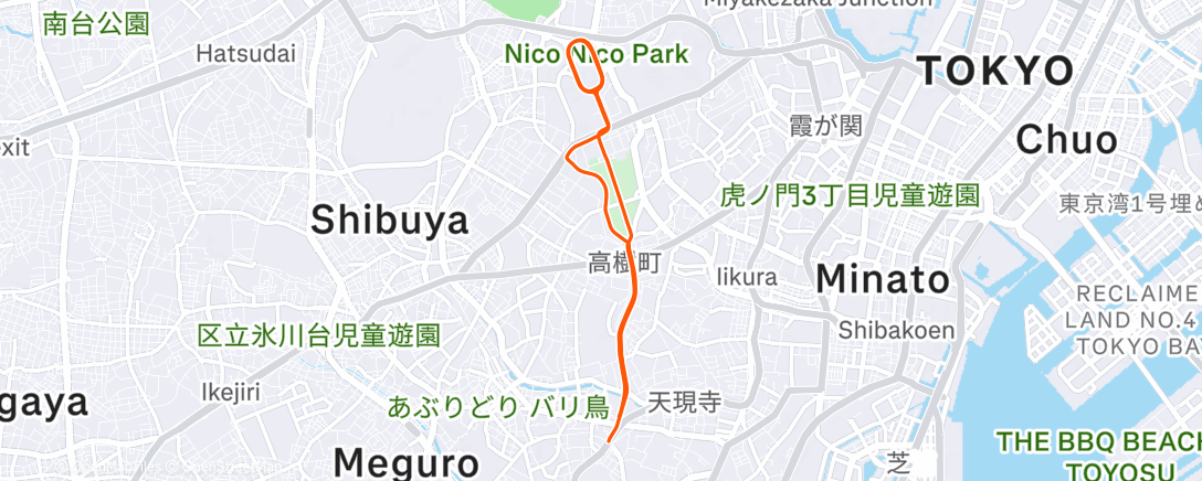 Map of the activity, Cycling