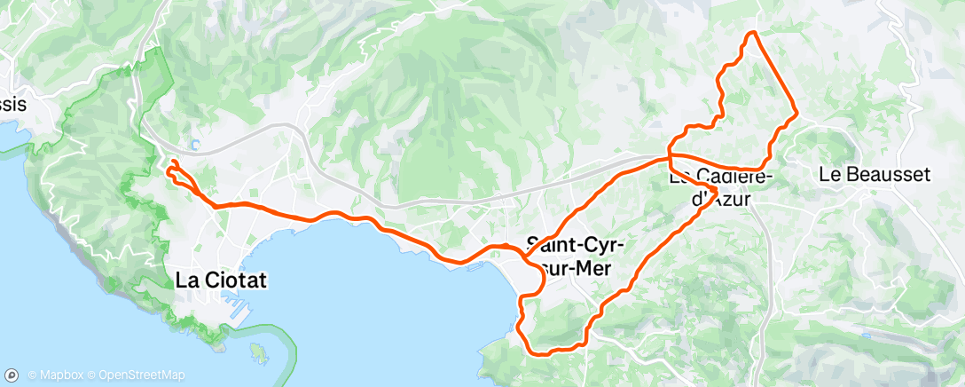 Map of the activity, Evening Ride