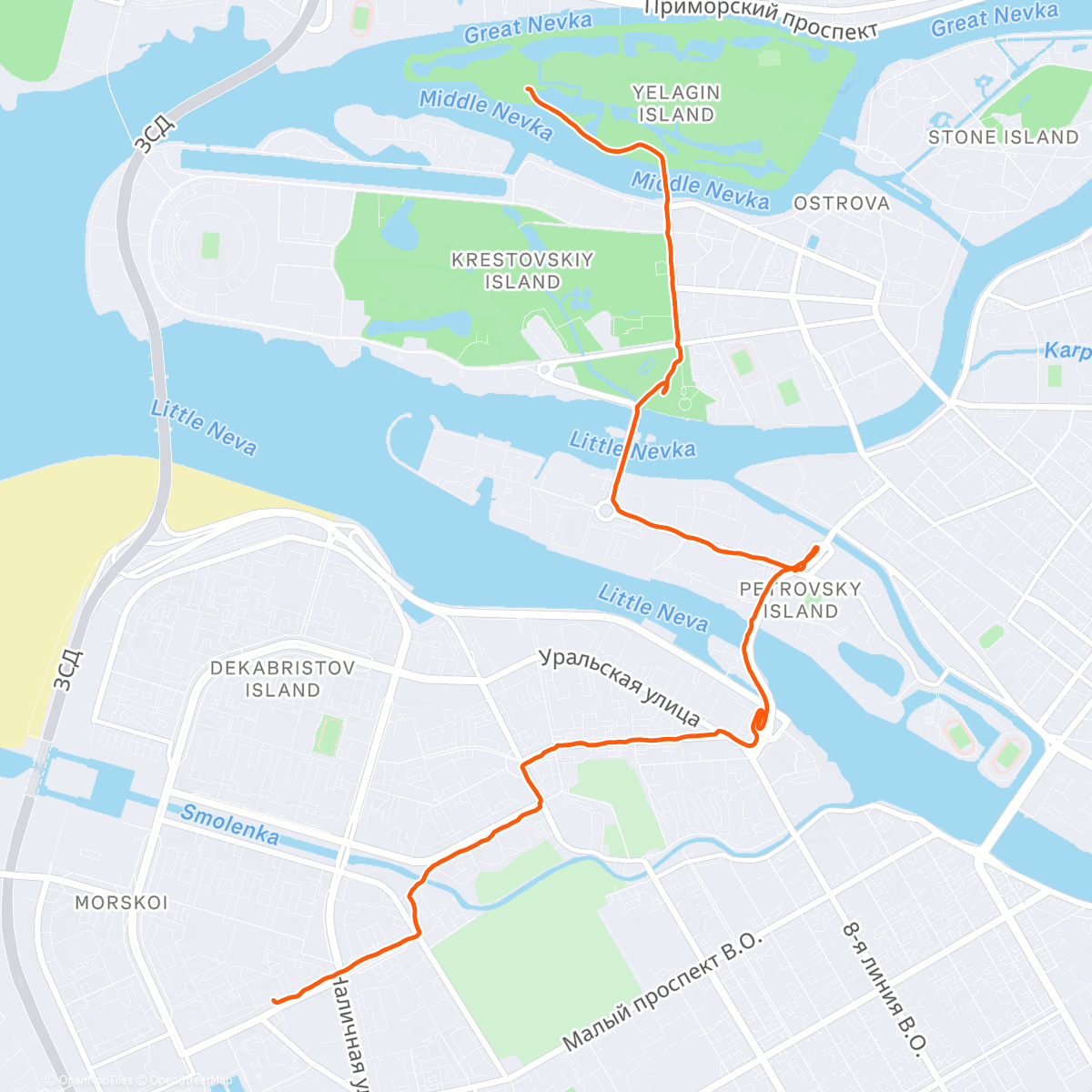 Map of the activity, Morning Run 5v-h