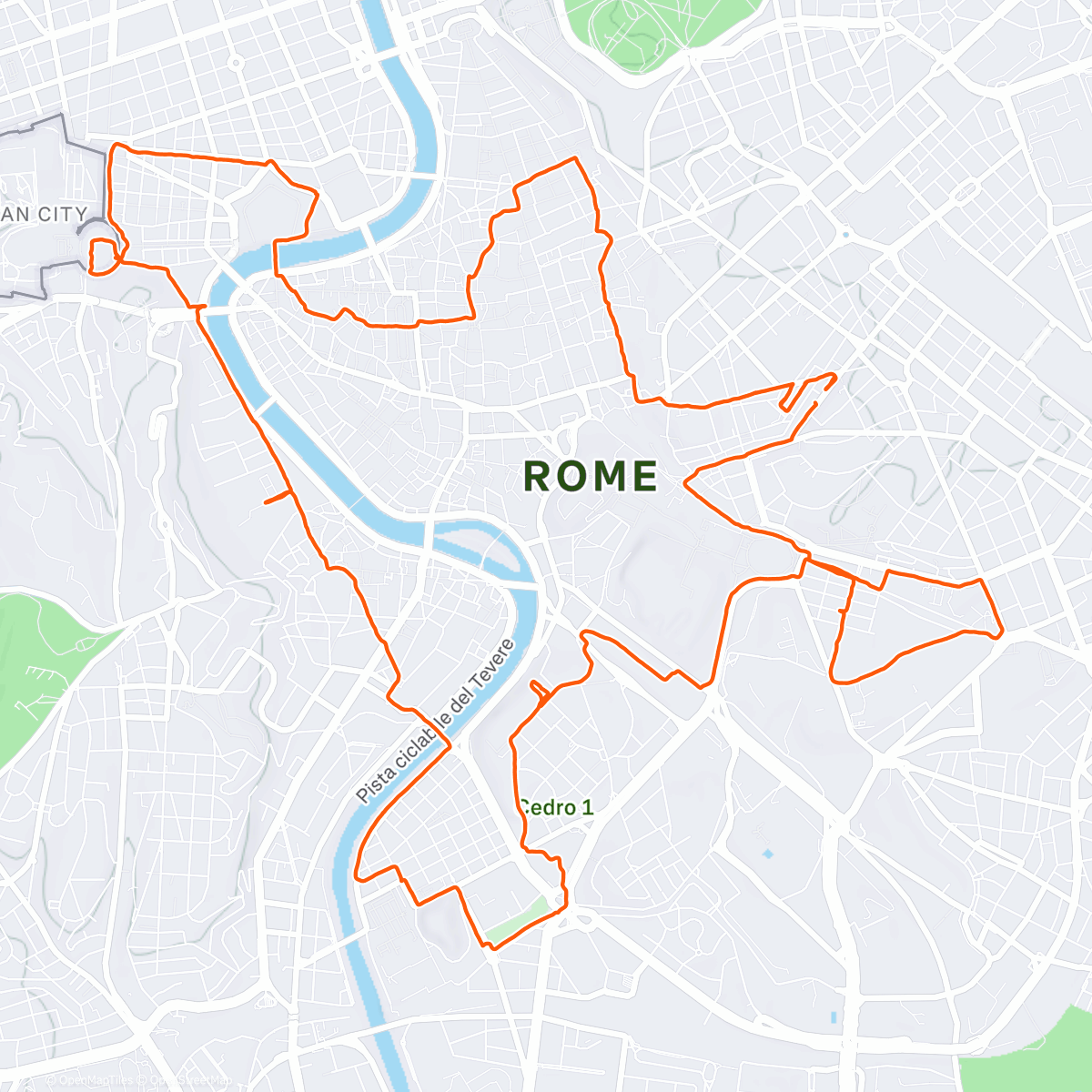 Map of the activity, Rome Sightseeing Running