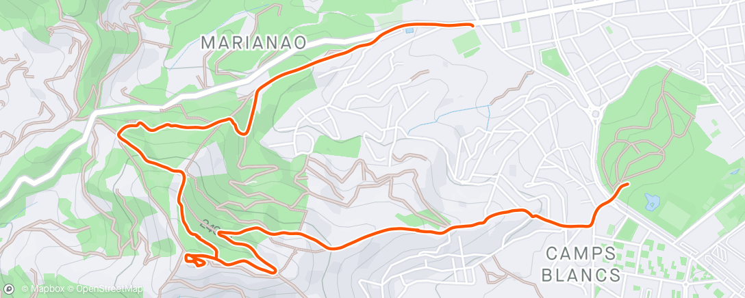 Map of the activity, Bicicleta de montaña nocturna