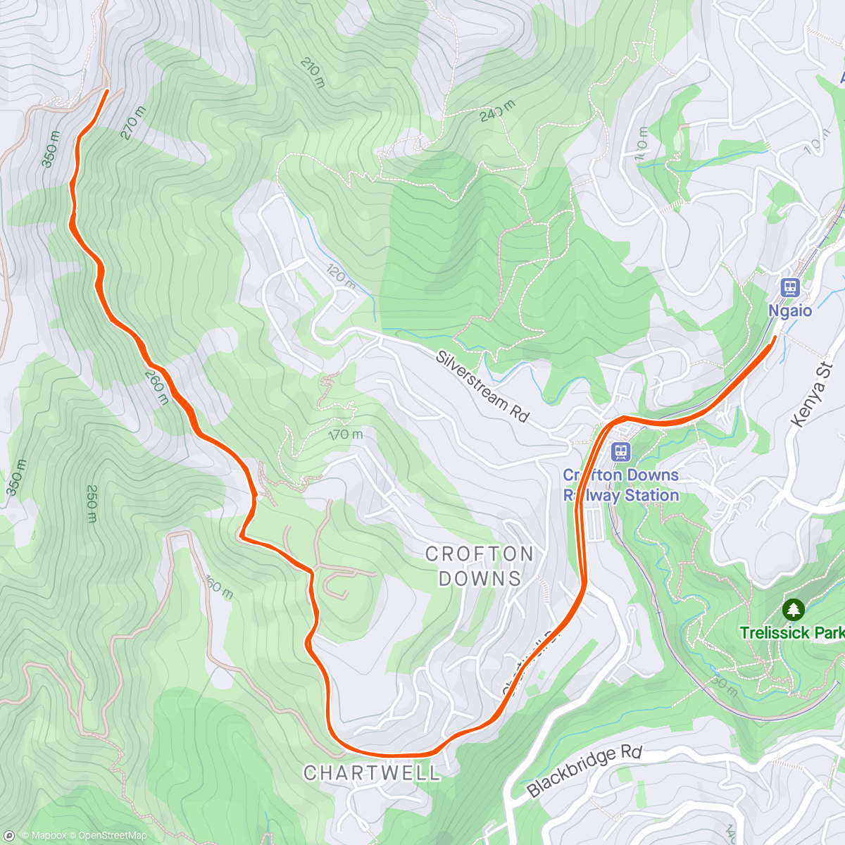 Map of the activity, Mtb hill reps