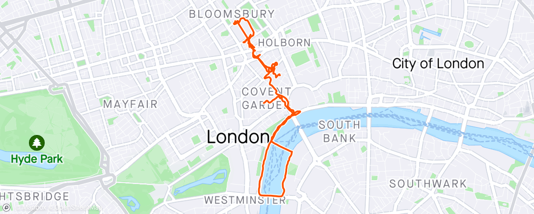 Map of the activity, London day 3. British museum and watching marathon