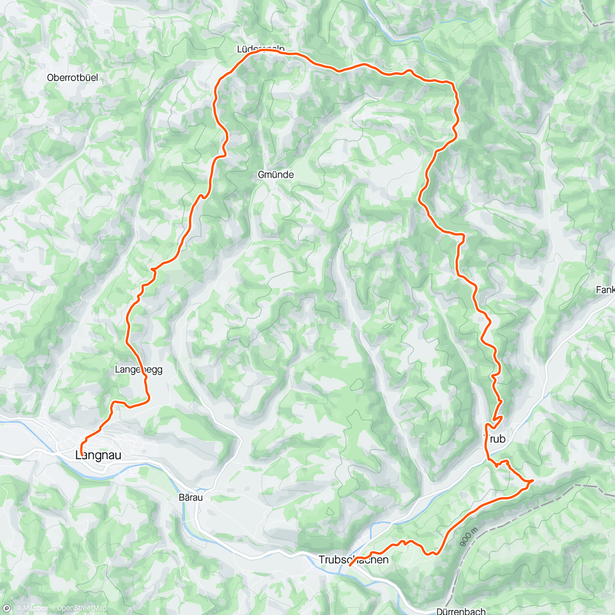 Map of the activity, Langnau - Lüderenalp - Trub - Trubschachen