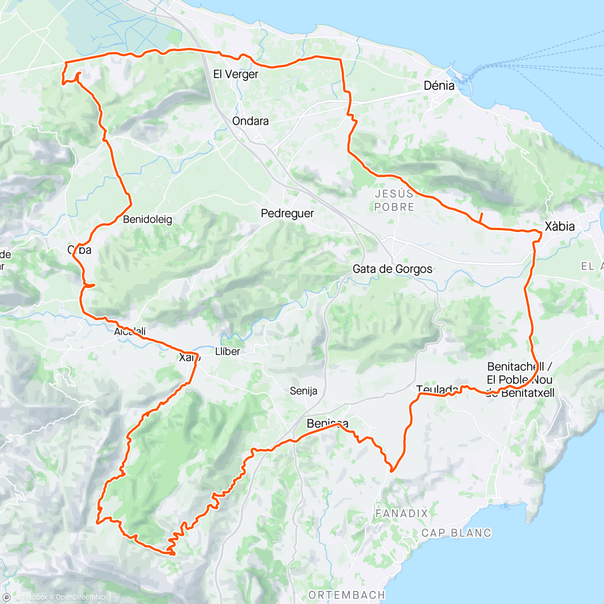 Map of the activity, Col de Bernia