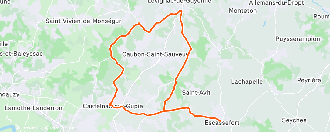 Map of the activity, Bicicleta por la tarde