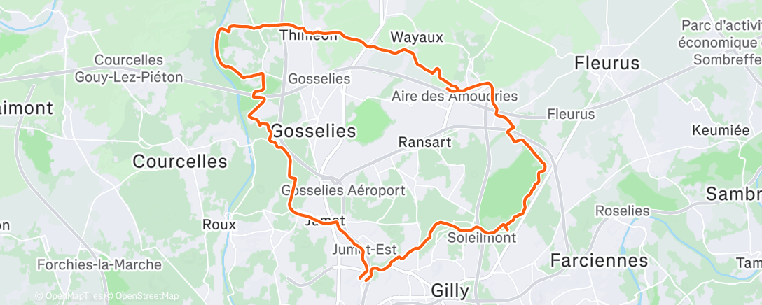 Map of the activity, Sortie vélo le midi