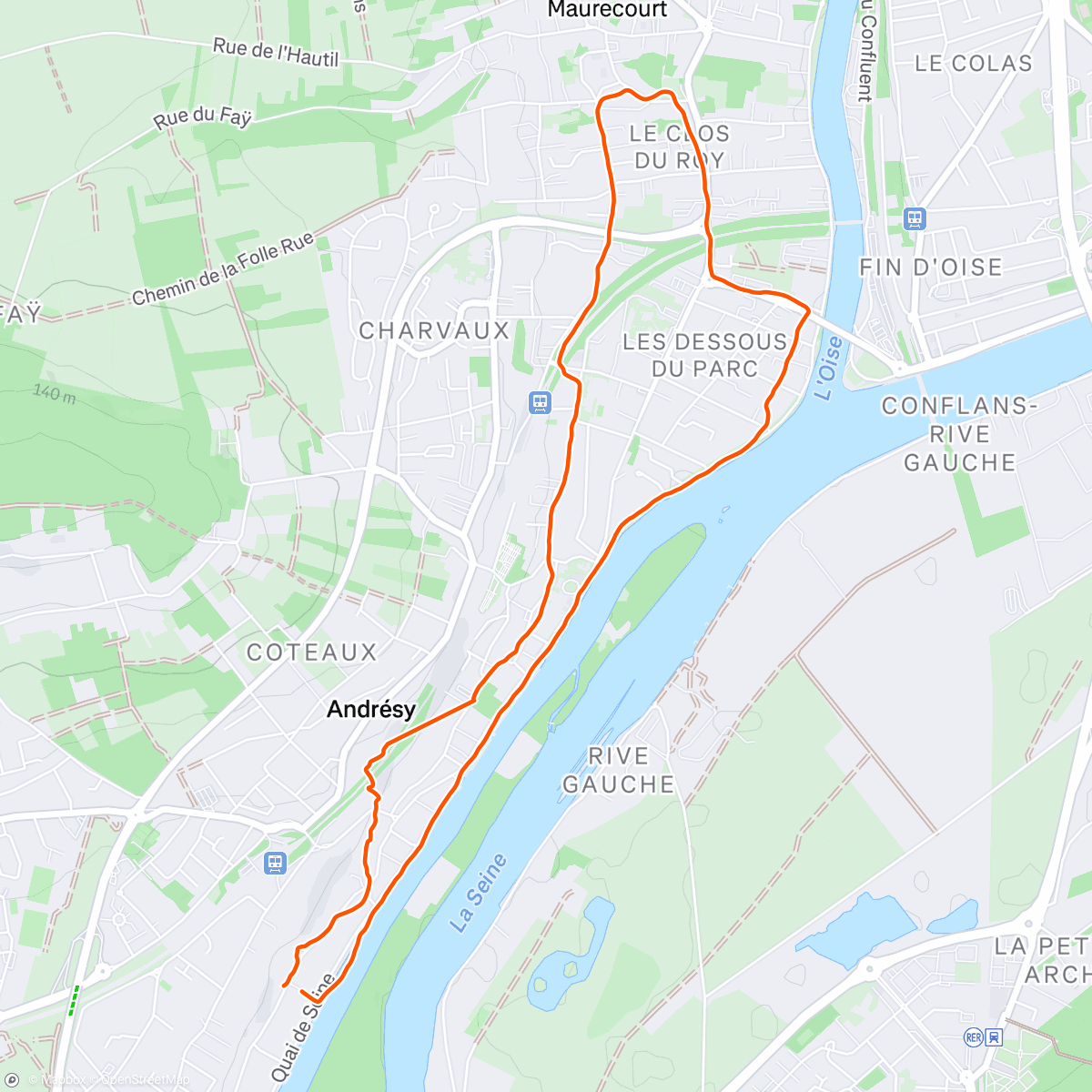 Map of the activity, Trail en soirée