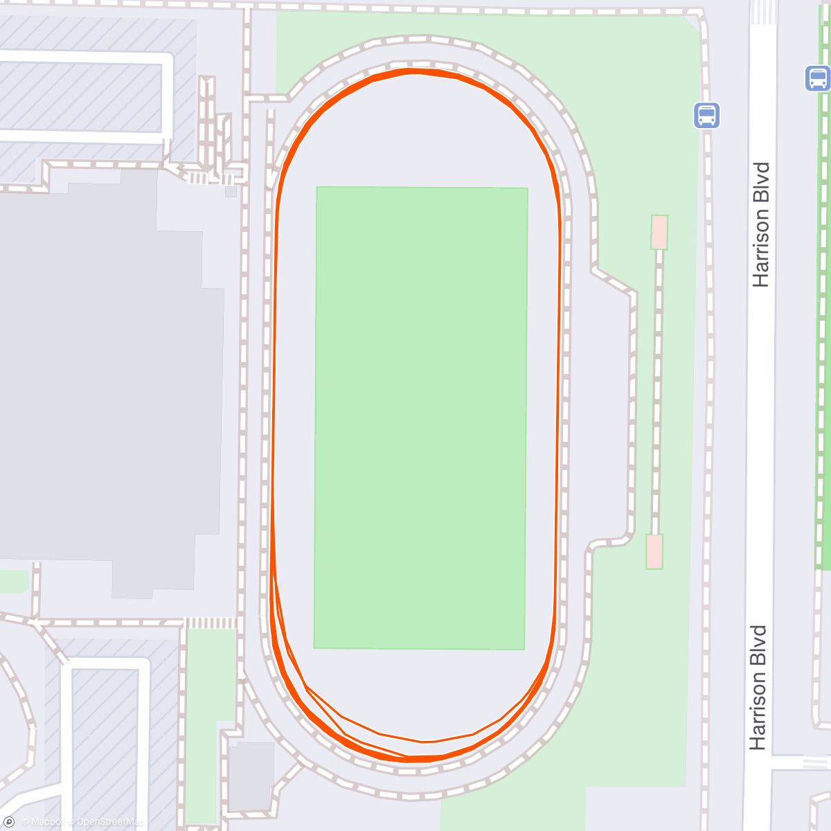 Map of the activity, 400 meter sprints/throw up intervals