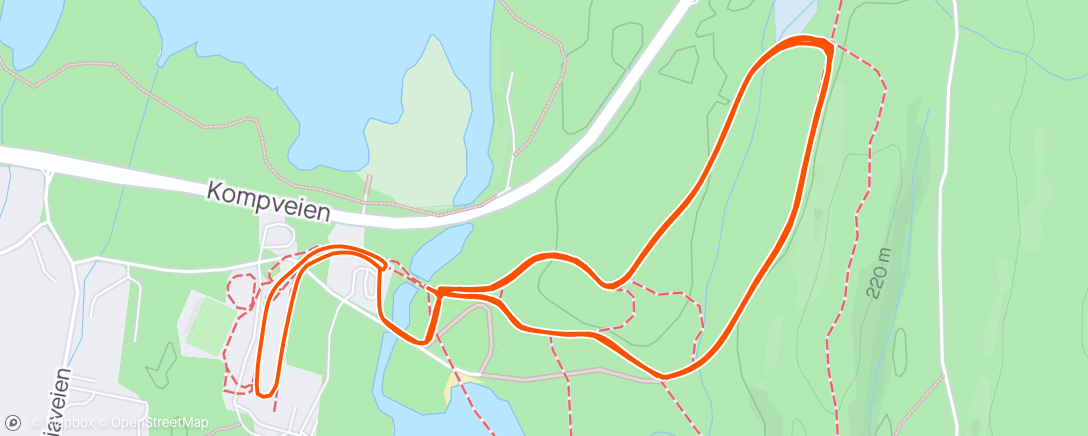 Map of the activity, Årets første skate⛷️😎 
1mil på Hvalstjern Stadion☃️☀️