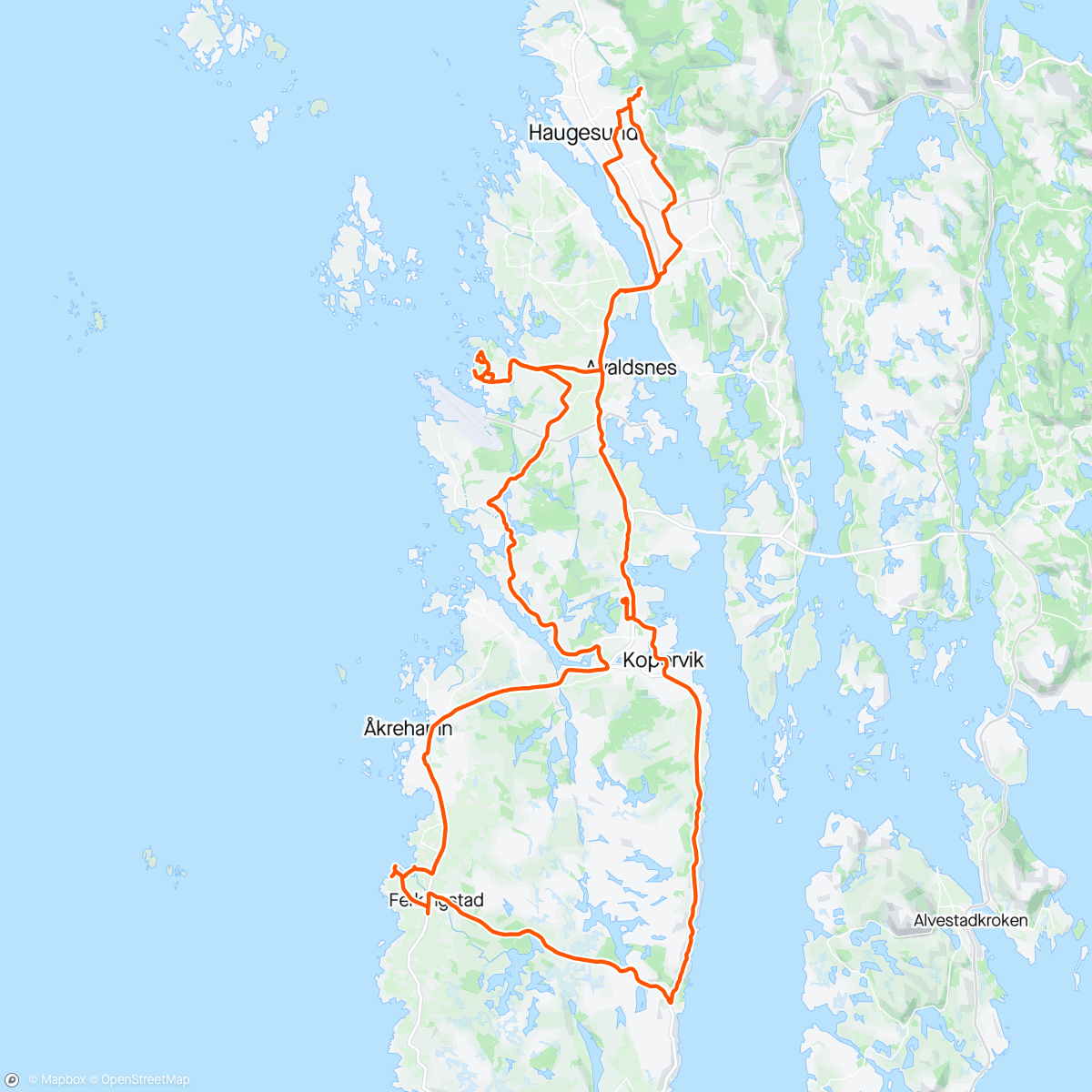 Mappa dell'attività Karmøy og sånt på MTB