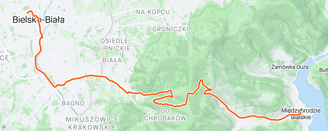 Map of the activity, Do Międzybrodzia przez Przegibek by Gravel 🚵