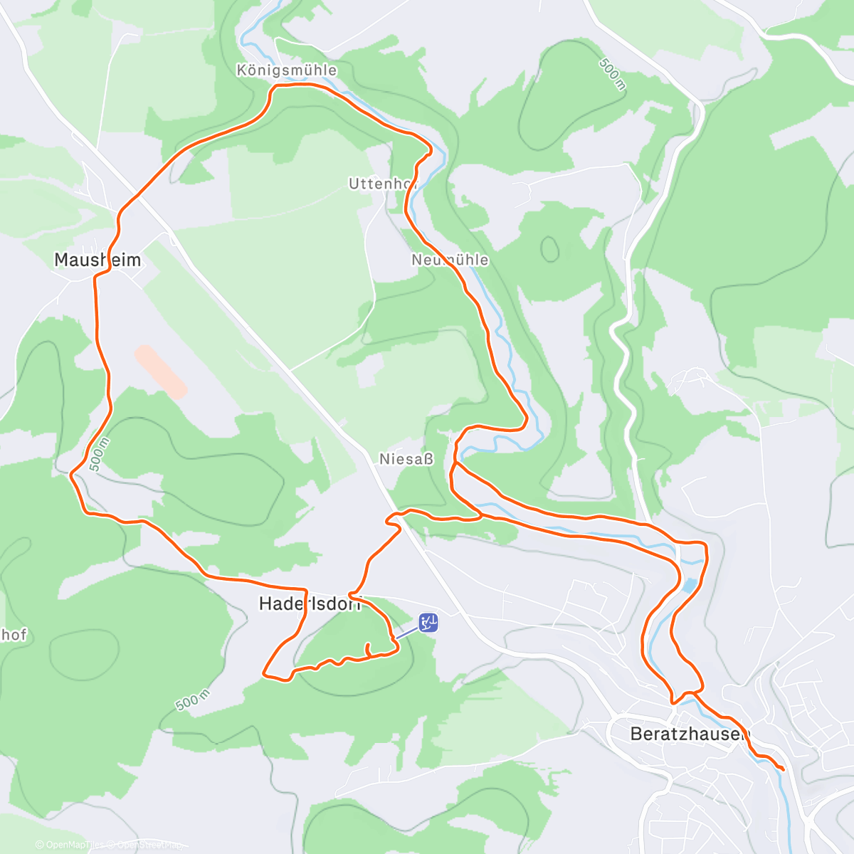 Map of the activity, Lauf am Morgen
