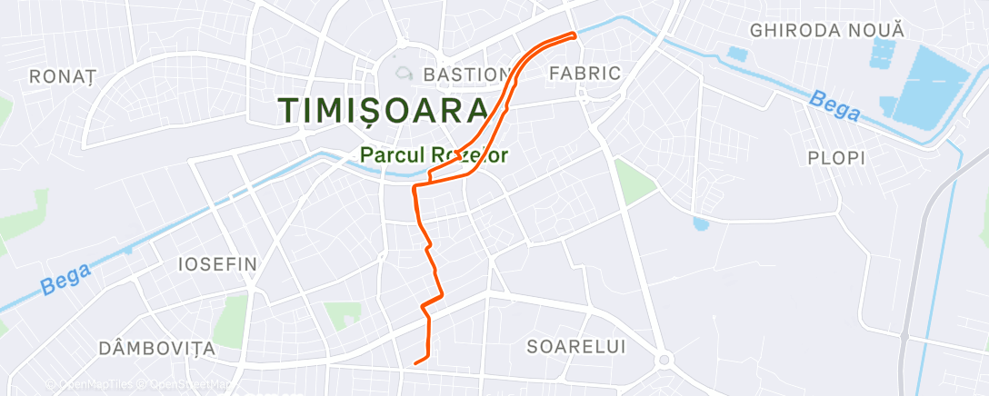 Map of the activity, Afternoon Run