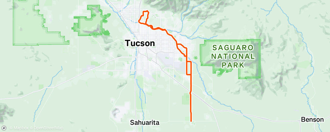 Map of the activity, To Corona de Tucson