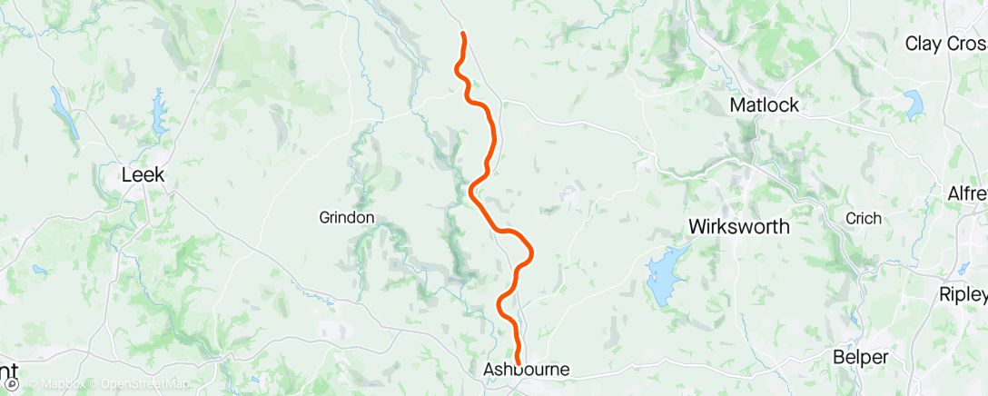 Map of the activity, Tissington Trail marathon