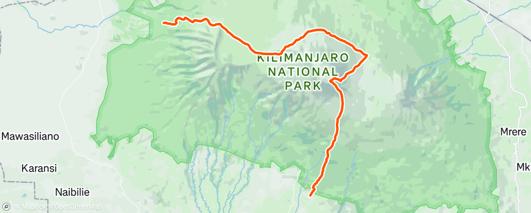 Map of the activity, Mount Kilimanjaro 6/4-6/12/25