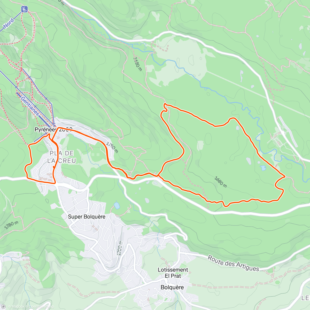 Map of the activity, Back with swim bike run day
