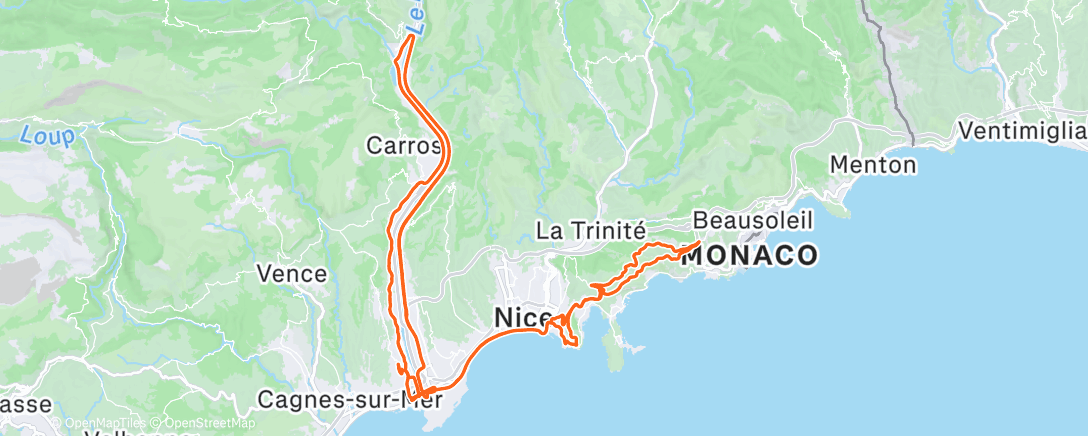 Map of the activity, 2h endurance + 1h30 derrière scoot!