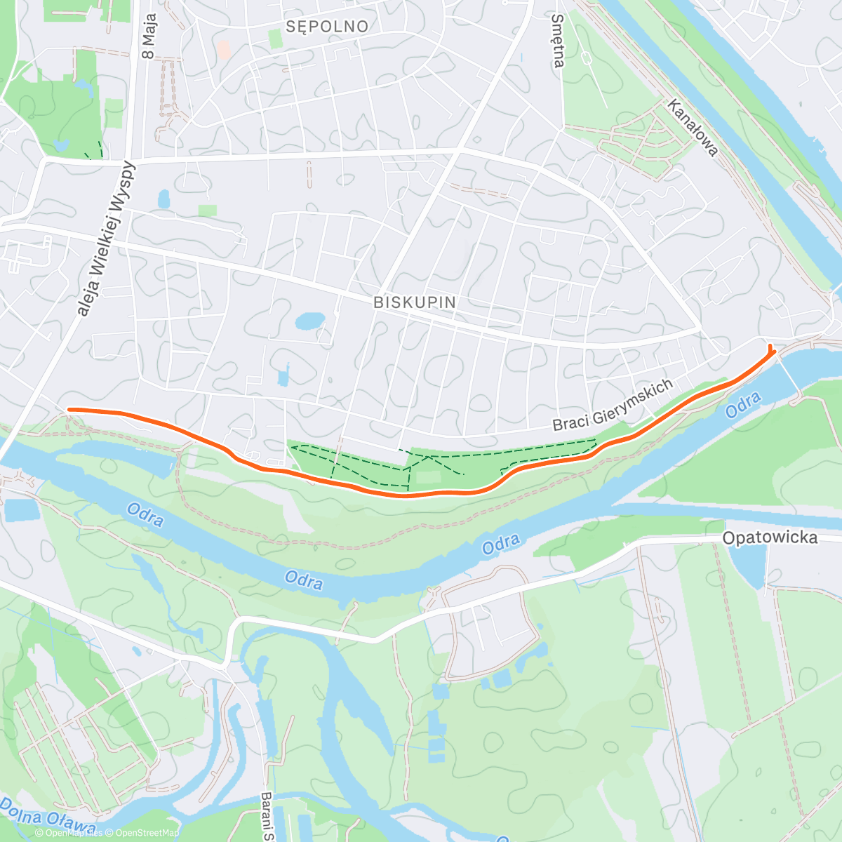 Map of the activity, [077] #593 parkrun Wrocław ❄️