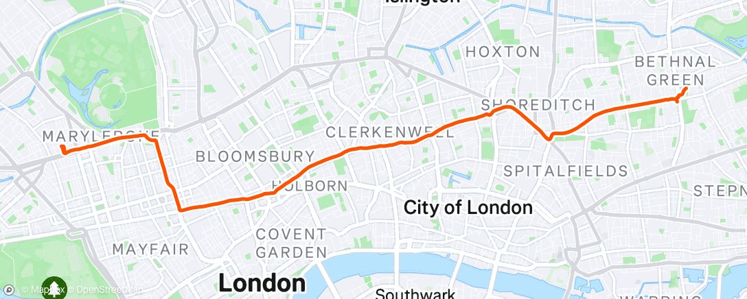 Map of the activity, Evening Ride