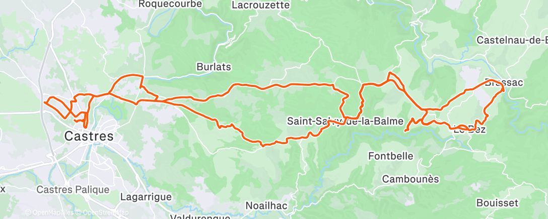 Карта физической активности (Clément fait son tour du Sidobre)