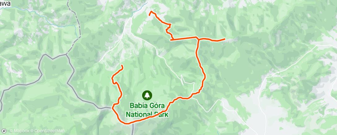 Map of the activity, Babia Gora