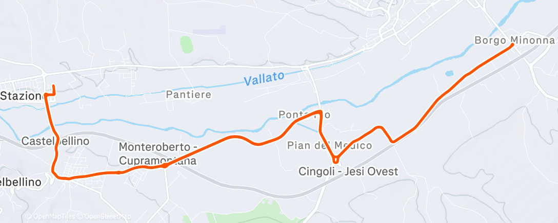 Map of the activity, Pedalata dell'ora di pranzo