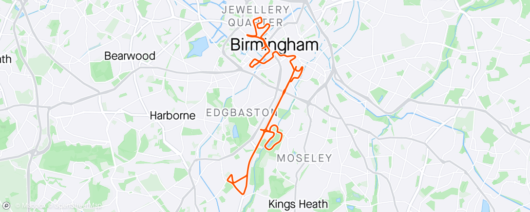 「Great Birmingham half…😎 tad warm.」活動的地圖
