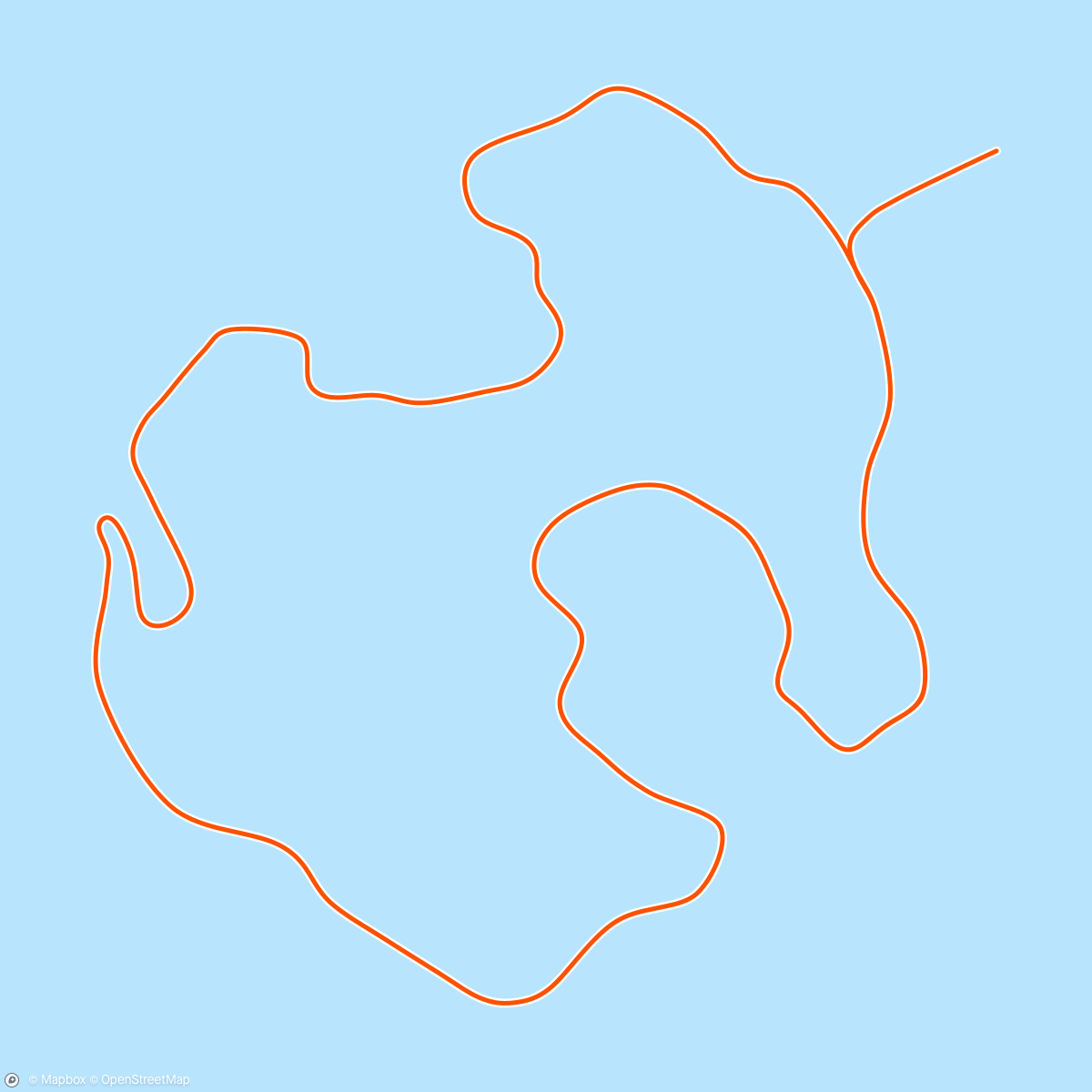 Map of the activity, Zwift - Volcano Circuit in Watopia - run off the bike. Warm up, 2:00 slow, 2:00 quick, 2:00 climb at 10 percent repeat til course is finished