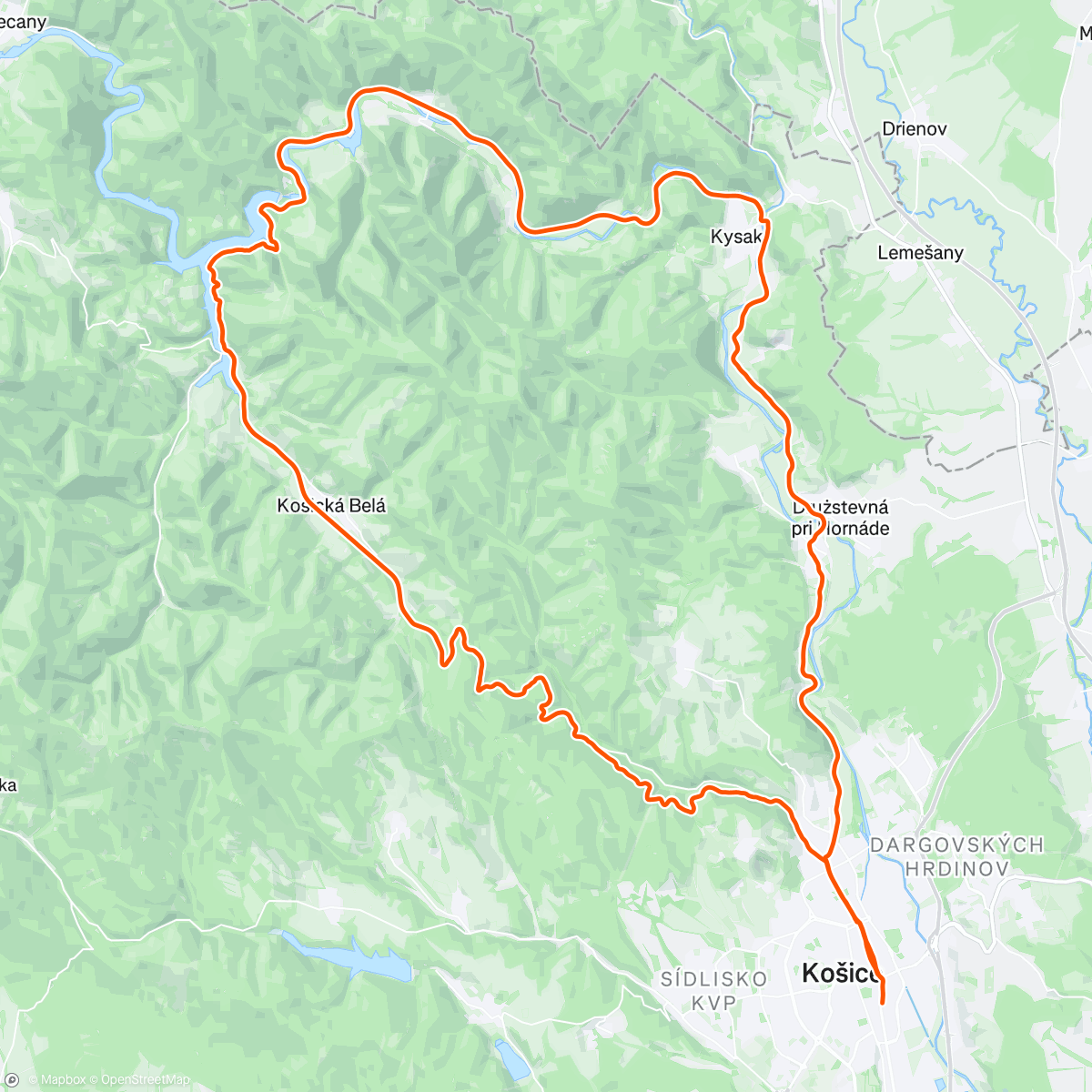 Map of the activity, Gravelíkom okolo Ružína