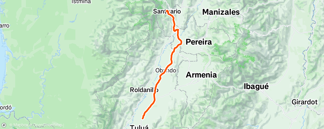 Map of the activity, Etapa 4 vuelta colombia Andalucia -Santuario