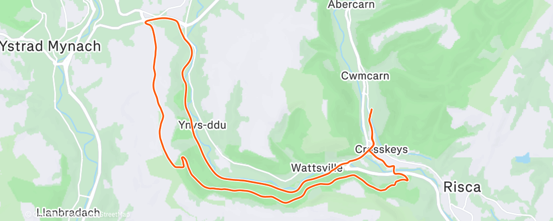 Map of the activity, 1/2 Gravel, 1/2 Road