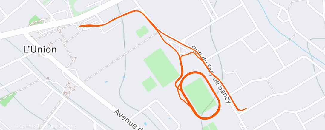 Map of the activity, Course à pied le midi