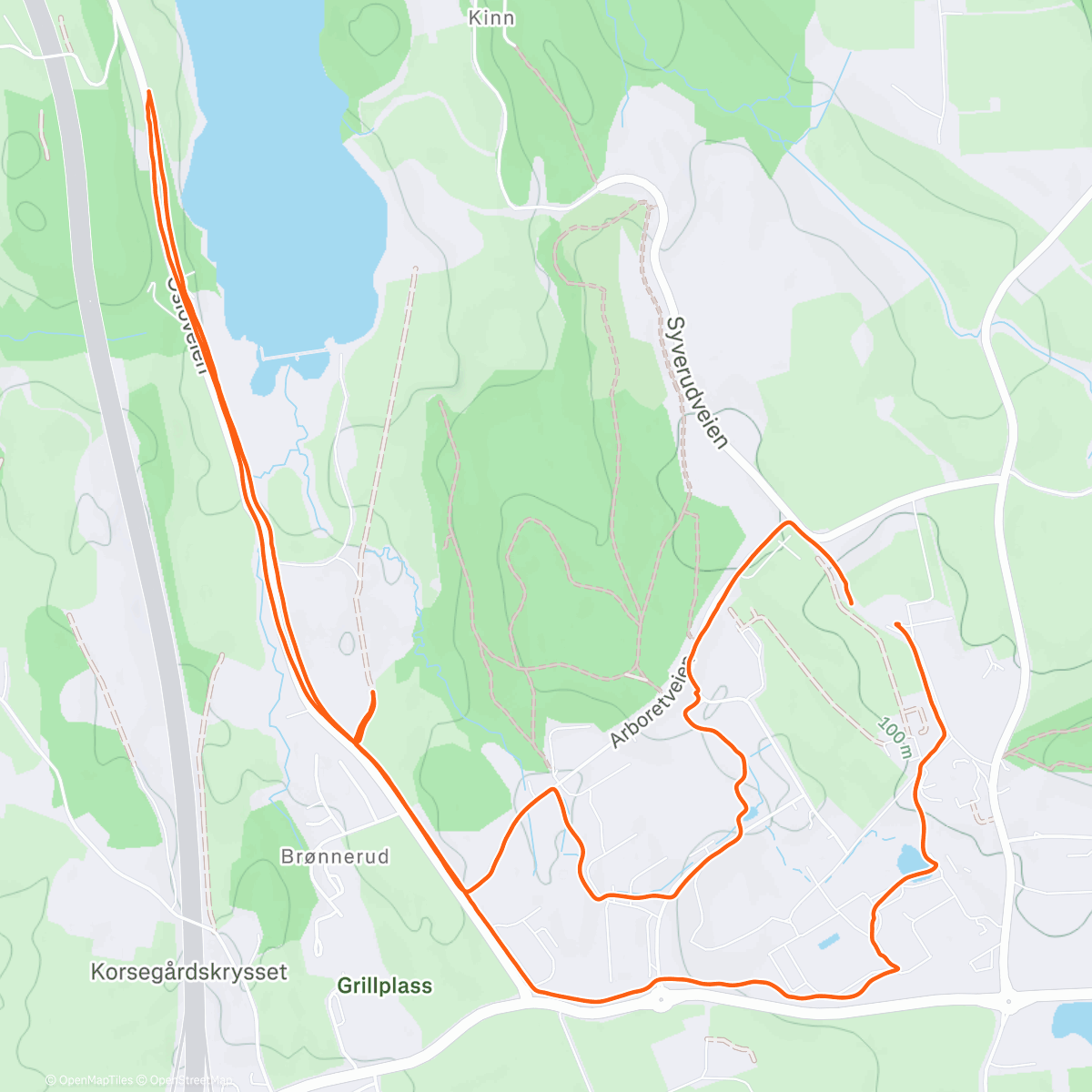 Map of the activity, NMBU-parken og til Årungen med drag